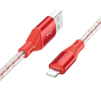 Borofone BX96 USB to 8 Pin Silicone Charging Data Cable, Length: 1m(Red)