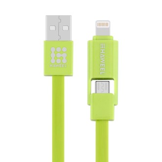 HAWEEL 1m 2 in 1 Micro USB & 8 Pin to USB Data Sync Charge Cable(Green)