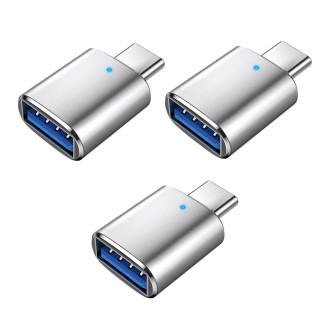 3 PCS USB 3.0 Female to USB-C / Type-C Male OTG Adapter with Indicator Light(Silver)