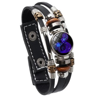 Twelve Constellations Night Light Leather Rope Bracelet Woven Beads Bracelet, Style: Aquarius