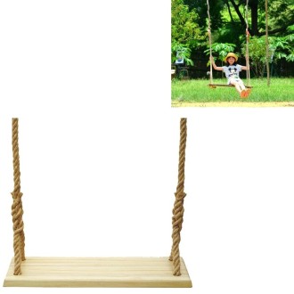 Outdoor Swing Indoor Balcony Children Adult Solid Wood Swing, Style:Hemp Rope(60x18 cm)