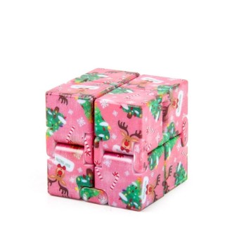 3 PCS Infinite Magic Cube Halloween & Christmas Theme Decompression Pocket Cube Second Order Cube Toy(NO.335K-1 Christmas Pink)