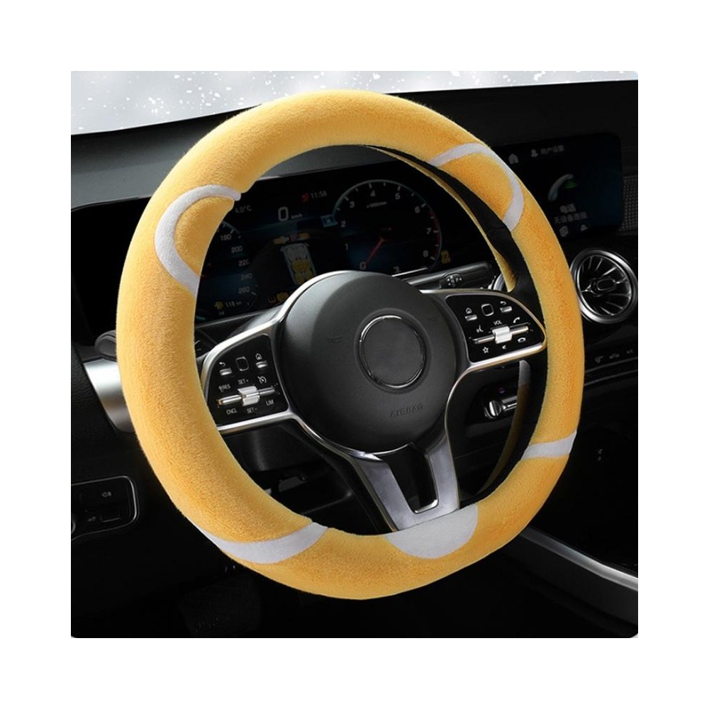 Car Steering Wheel Cartoon Short Fluff Handle Cover, Size: 38cm(Yellow D Shape)