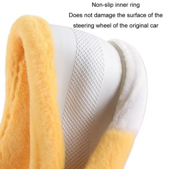 Car Steering Wheel Cartoon Short Fluff Handle Cover, Size: 38cm(Yellow D Shape)