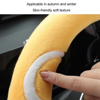 Car Steering Wheel Cartoon Short Fluff Handle Cover, Size: 38cm(Yellow D Shape)