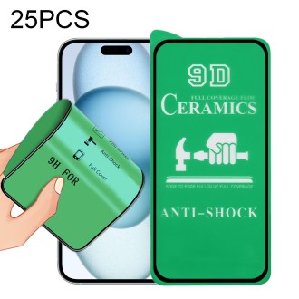 For iPhone 15 25pcs 9D Full Screen Full Glue Ceramic Film