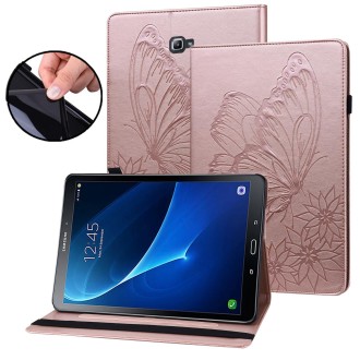 For Samsung Galaxy Tab A 10.1 2016 T580/T585 Big Butterfly Embossed Leather Tablet Case(Rose Gold)