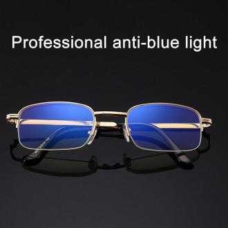 Folding Anti Blue-ray Presbyopic Reading Glasses with Case & Cleaning Cloth, +4.00D(Gold)