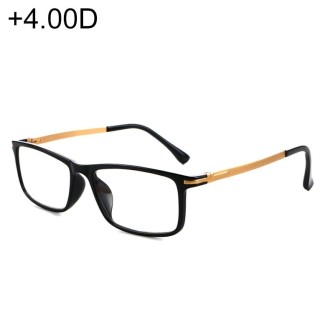 Black Frame Spring Hinge Anti Fatigue & Blue-ray Presbyopic Glasses, +4.00D