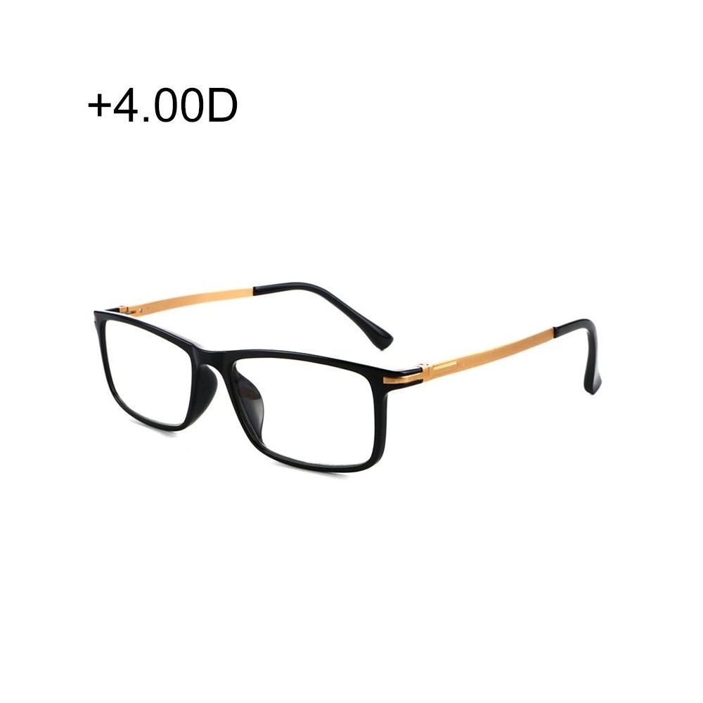 Black Frame Spring Hinge Anti Fatigue & Blue-ray Presbyopic Glasses, +4.00D