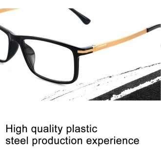 Black Frame Spring Hinge Anti Fatigue & Blue-ray Presbyopic Glasses, +4.00D