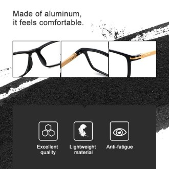 Black Frame Spring Hinge Anti Fatigue & Blue-ray Presbyopic Glasses, +4.00D