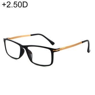 Black Frame Spring Hinge Anti Fatigue & Blue-ray Presbyopic Glasses, +2.50D