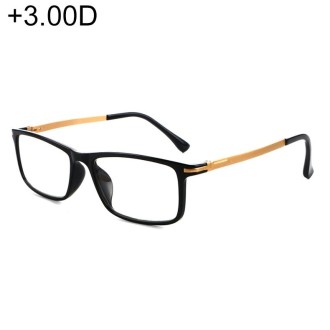 Black Frame Spring Hinge Anti Fatigue & Blue-ray Presbyopic Glasses, +3.00D