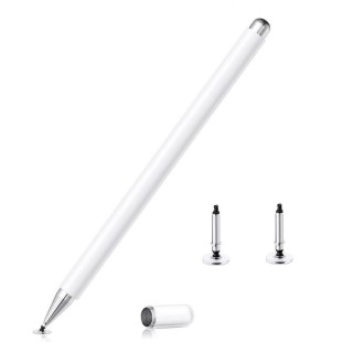 AT-29  High Accuracy Single Use Magnetic Suction Passive Capacitive Pen Mobile Phone Touch Stylus with 2 Pen Head(White)