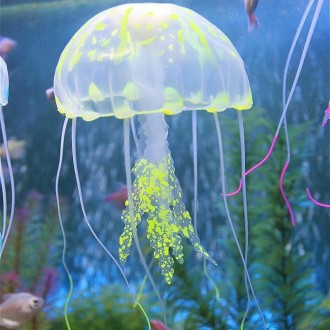 3 PCS Aquarium Articles Decoration Silicone Simulation Fluorescent Sucker Jellyfish, Size: 3.5*11cm(Yellow)