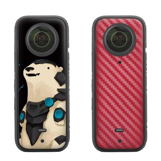 Sunnylife IST-TZ485 For DJI Insta360 X3 Panoramic Camera PVC Protection Scraper Film Stickers(Polar Bear+Carbon Pattern Red)