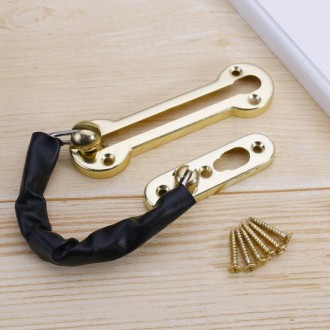 2 PCS Thickened Anti-Theft Chain Stainless Steel Door Bolts Hotel Room Door Chain Buckle Door Chain, Specification: Large (Gold)