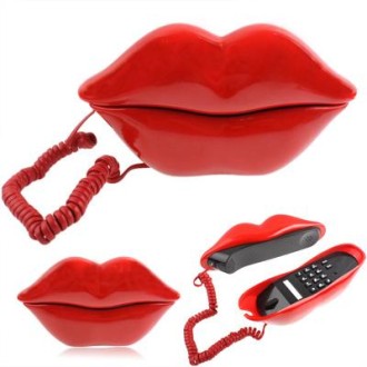 Sexy Red Hot lips Shape Wire Corded Telephone(Red)