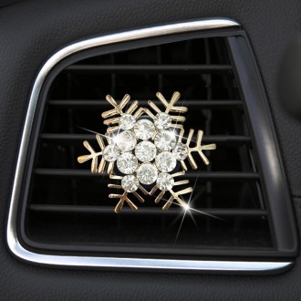 Rhinestone Metal Snowflake Car Air Vent Aromatherapy Decorative Clip(Gold)