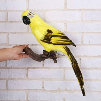 45CM Simulation Parrot Simulation Bird Macaw Foam Feather Parrot Sen Gardening Decoration, Color:Yellow