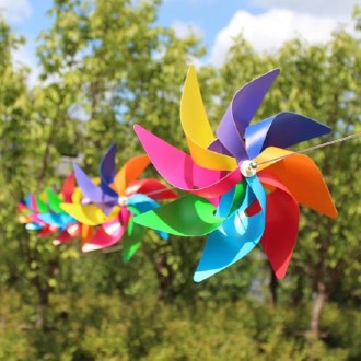 10 PCS Eight-leaf Colorful Plastic Windmill String Garden Outdoor Decoration Children Toys Diameter: 20 cm