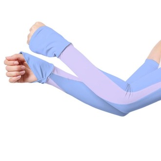 1 Pair Summer Sun Protection Extended Ice Sleeves UV Protection Arm Sleeves, Size: M(Blue+Purple)