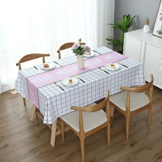 Printinging Coffee Dining Table Cloth PVC Waterproof Oilproof Anti-scalding Tablecloth, Size:120x180cm Dining Table(Hello Pink)