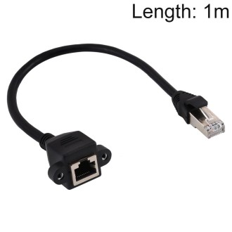 RJ45 Female to Male CAT6E Network Panel Mount Screw Lock Extension Cable, Length: 1m