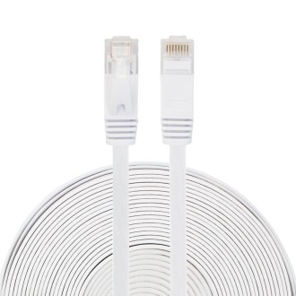 20m CAT6 Ultra-thin Flat Ethernet Network LAN Cable, Patch Lead RJ45 (White)