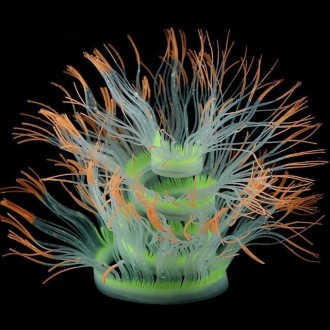 Aquarium Fish Tank Landscaping Decoration Silica Gel Simulation Software Coral Fluorescent Anemone, Size: 50cm(Orange)