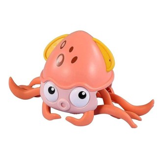 Children Electrical Sensor Octopus Toy Automatic Obstacle Avoidance Sound Light Crawling Quirky Toy(Pink)