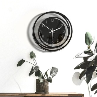 TM009 Home Living Room Decoration Acrylic Wall Clock Transparent Silent Clock(Black)