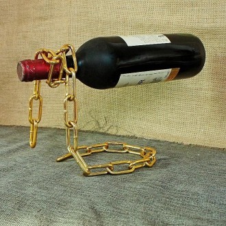 TYJJ-023 Multifunctional Three-dimensional Chain Wine Bottle Rack Home Decorative Ornaments(Gold)