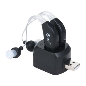 Rechargeable Hearing Aids for Seniors Personal Sound Amplifier with Charging Base,EU Plug(Black)