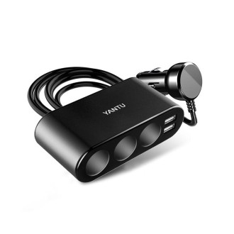 YANTU One Tow Three Car Digital Electronic Dual USB Cigarette Lighter, Specification: 3 Holes