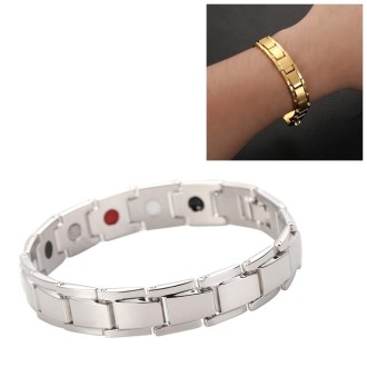 Men Detachable Titanium Steel Magnetic Therapy Bracelet Jewelry(Silver)