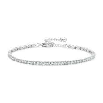 BSB097 S925 Sterling Silver White Gold Plated Pop Zirconia Bracelet