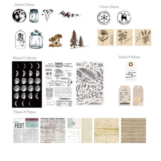 2sets 30 In 1 Vintage Collection Room Series Handbook Stickers Notes Packet(Mountains and Raw Moon Night)