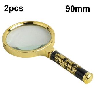 2pcs Elderly Reading Books Handheld Magnifier, Diameter:90mm(Removable Handle)