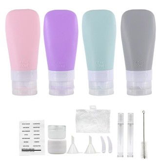 14 In 1 Toiletries Travel Bottles Set Leak Proof Silicone Squeezable Shampoo Dispenser, Spec: 60ml A Set