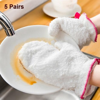 2pcs Kitchen Cleaning Dishwashing Gloves Thickened Bamboo Fiber Gloves