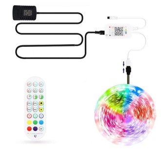 5M 300 LEDs Bluetooth Suit Smart Music Sound Control Light Strip Waterproof 5050 RGB Colorful Atmosphere LED Light Strip With 24