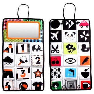 Baby Hanging Toy Foldable Baby Vision Training Pattern Mirror(Black Red)