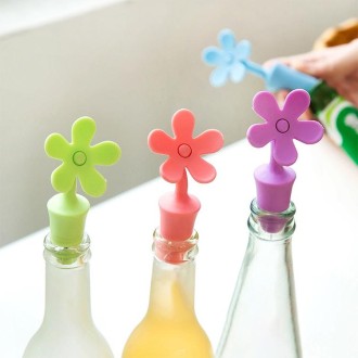 5 PCS Silicone Wine Stopper Flower Beer Stopper(Purple)