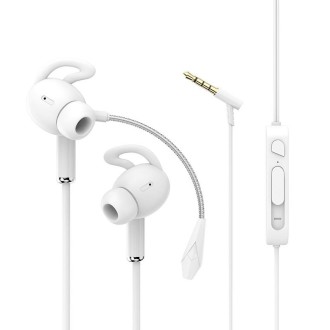 3.5mm Interface Mobile Phone Wire Control Headphones(White)