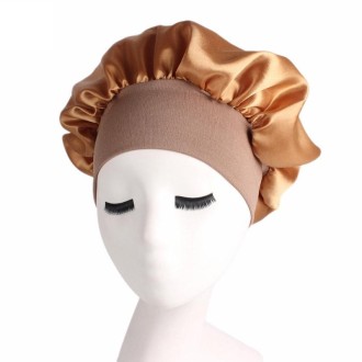 2 PCS TJM-301 Night Cap With Wide Brim And Elasticity Headband Ladies Chemotherapy Cap Hair Care Hat, Size: M 56-58cm(Golden)