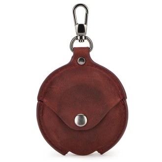 CF1111 For Huawei FreeBuds 3 Crazy Horse Texture Clamshell Earphone Protective Leather Case with Hook(Wine Red)