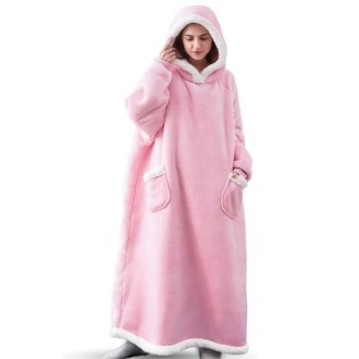 Lazy Blanket Lambswool TV Blanket Wearable Blanket, Size: Length 120CM(Light Pink)