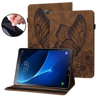 For Samsung Galaxy Tab A 10.1 2016 T580/T585 Big Butterfly Embossed Leather Tablet Case(Brown)